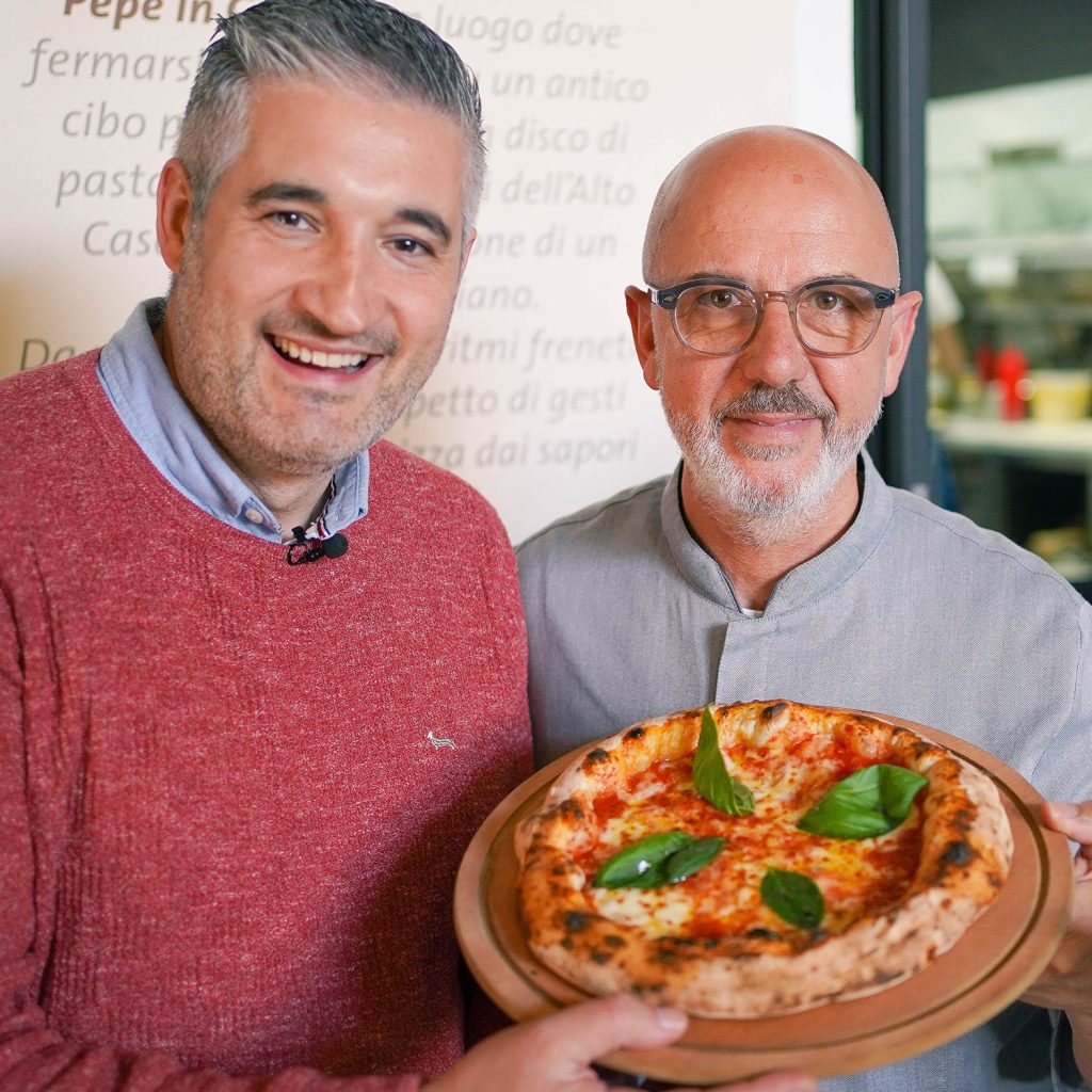 Vincenzo with Franzo Pepe the owner of Pepe in Grani. They serve the best pizza in the world